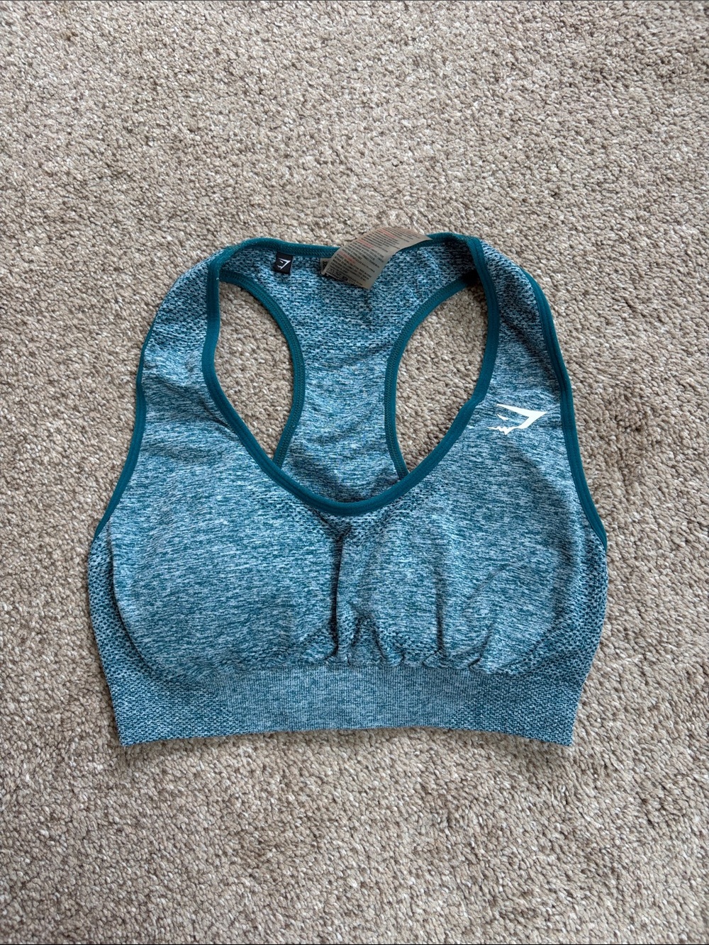 Gymshark Teal Heather Seamless Racerback Sports Bra